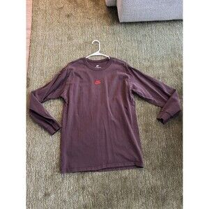 Nike Embroidered Logo Long Sleeve T-Shirt, Brown/Red - Size Medium